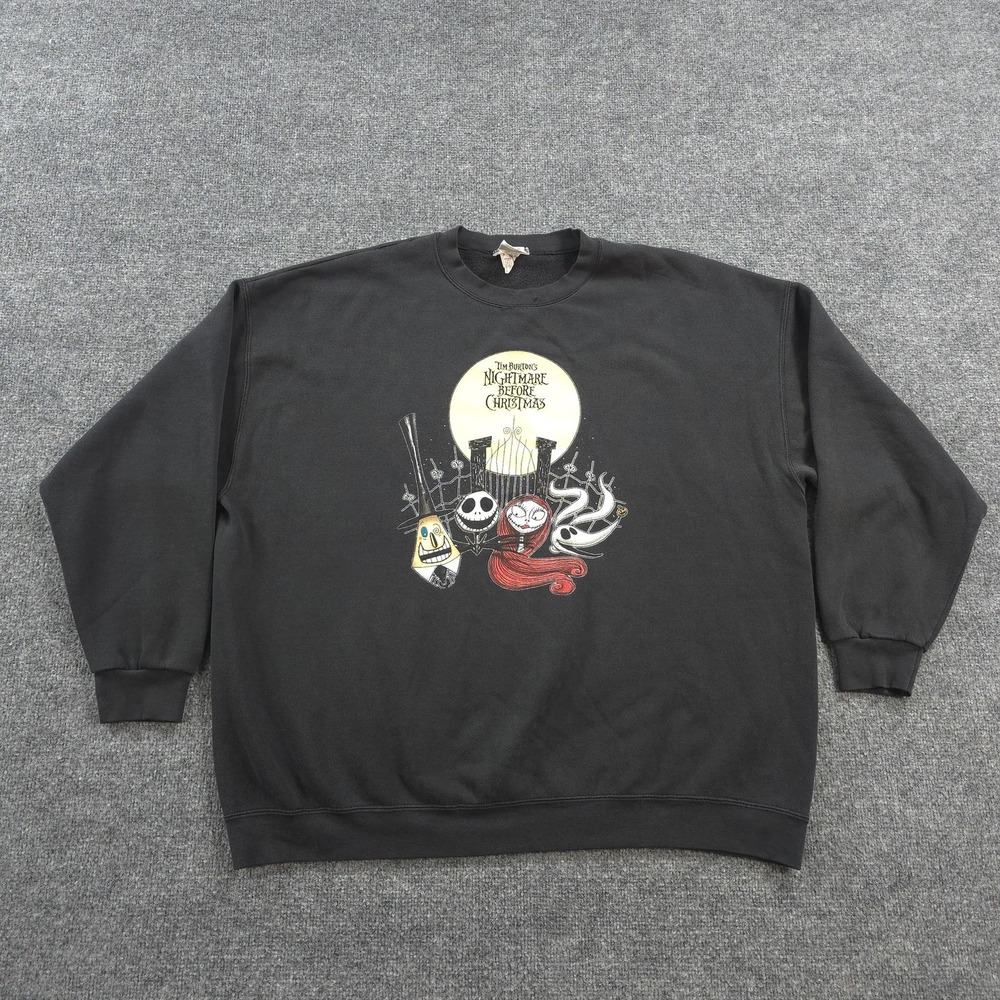 Vintage Nightmare Before Christmas Sweatshirt Mens 4XL Black Disney Jack 90s USA